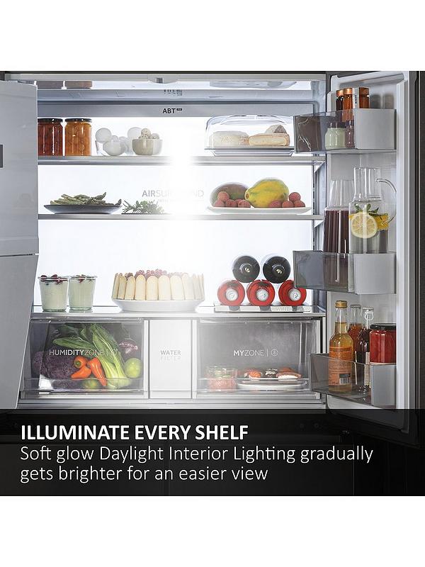 Haier HCR7918EIMP Plumbed Total No Frost American Fridge Freezer with Water Dispenser, E Rated - Platinum Inox - Image 3